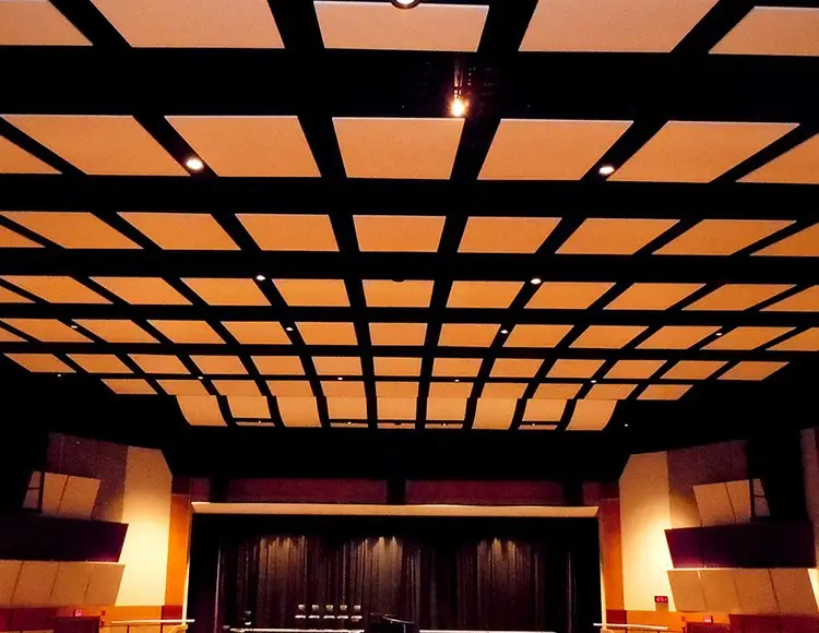 Room acoustics treatment in a large hall