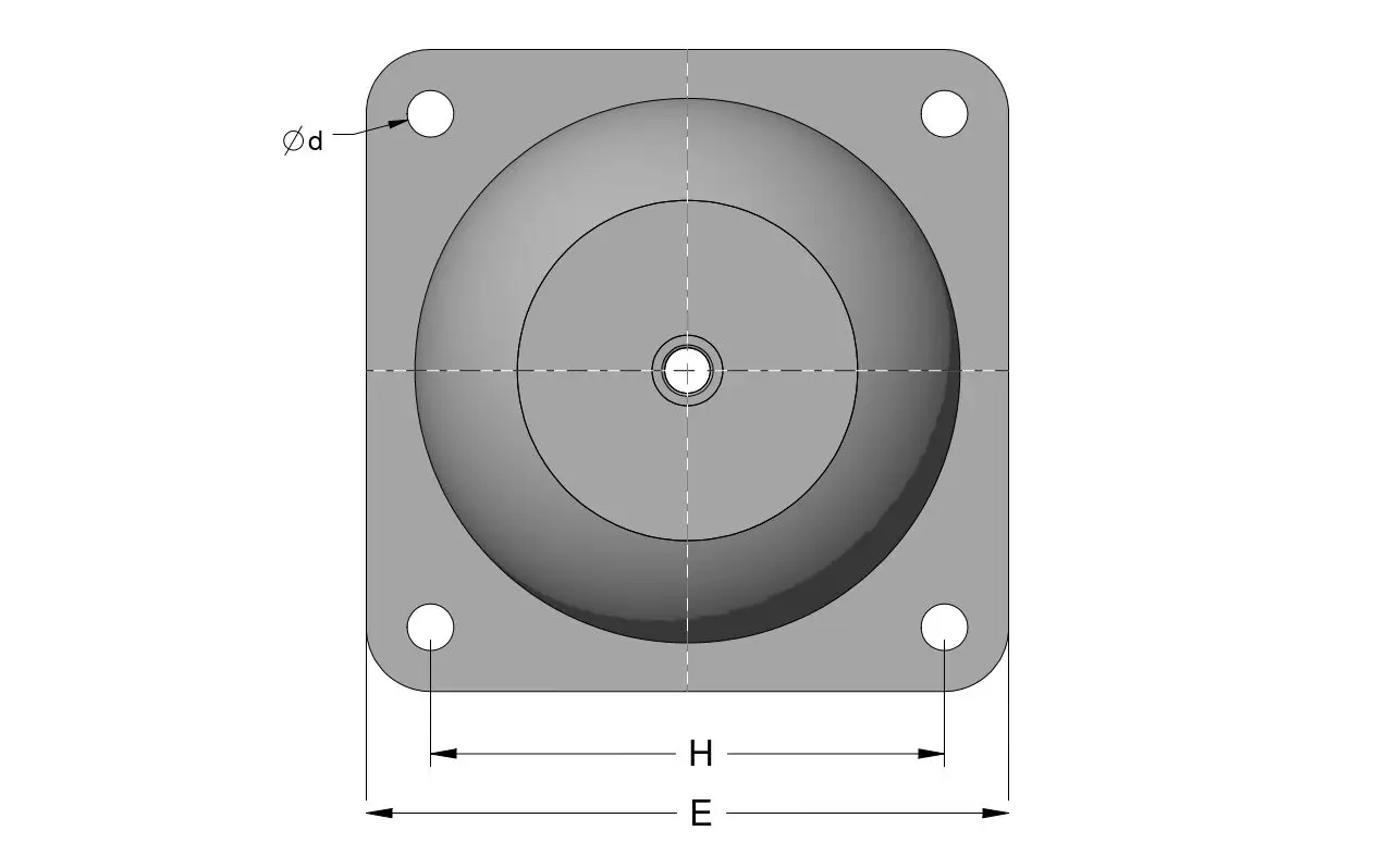 High Deflection Mounting top view drawing