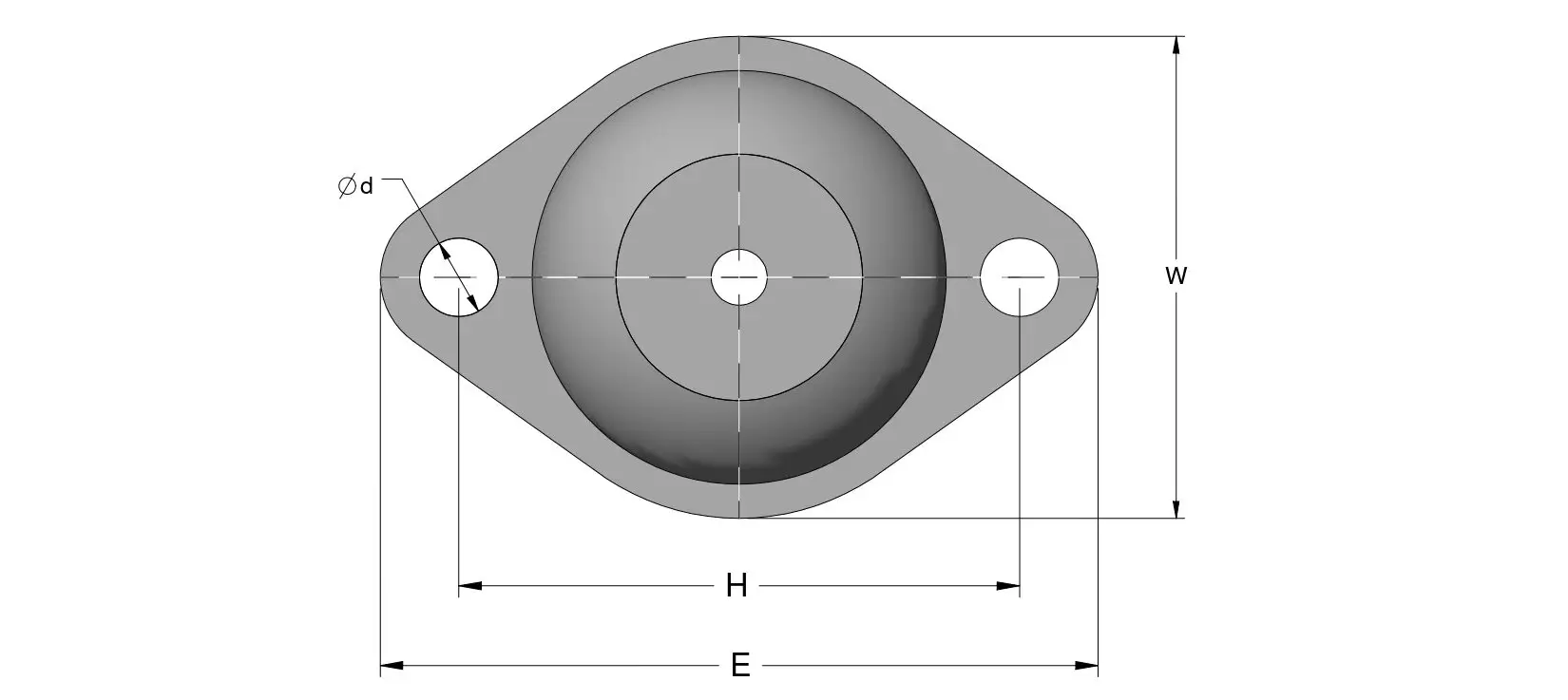 top view of a High Deflection Mounting with markings
