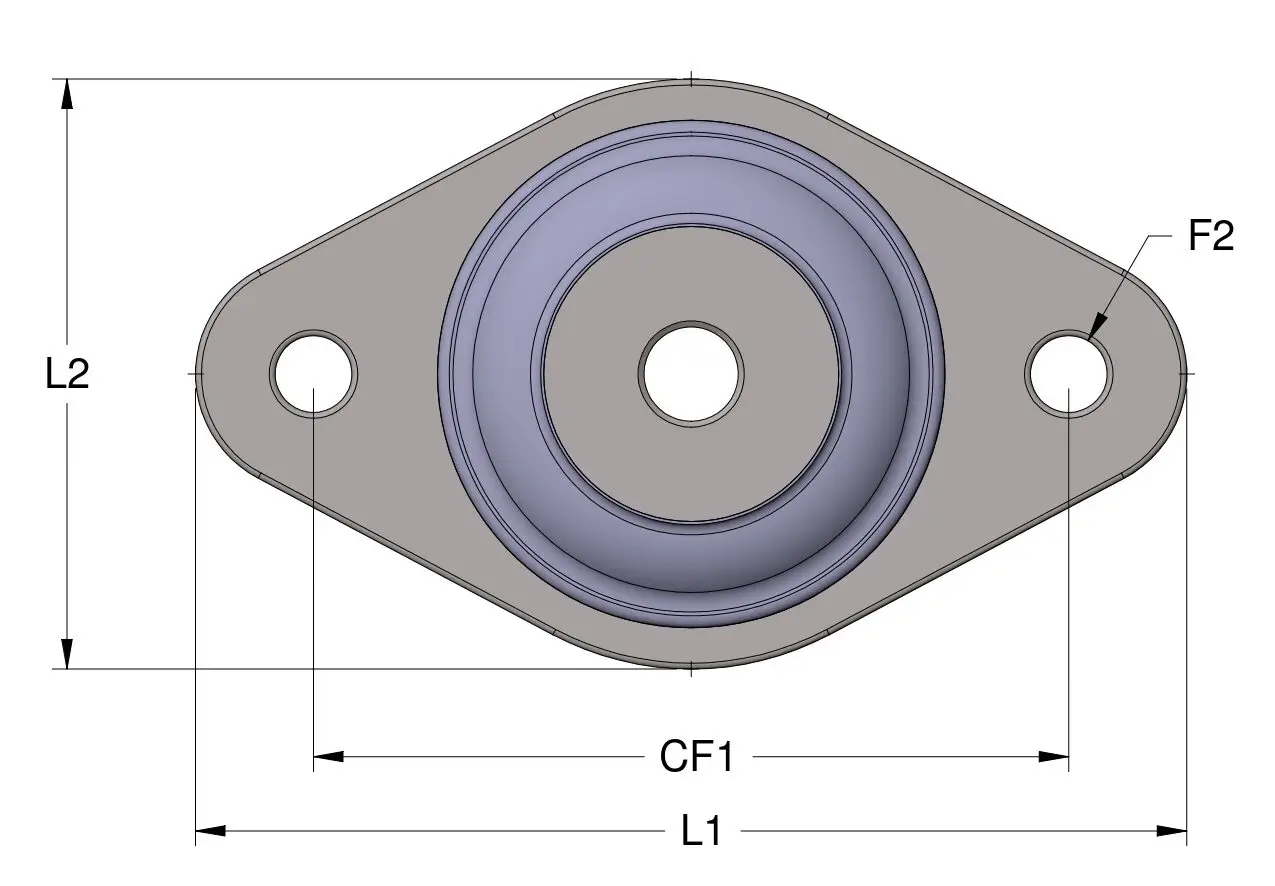 CN46 light duty cone mount top view with labels