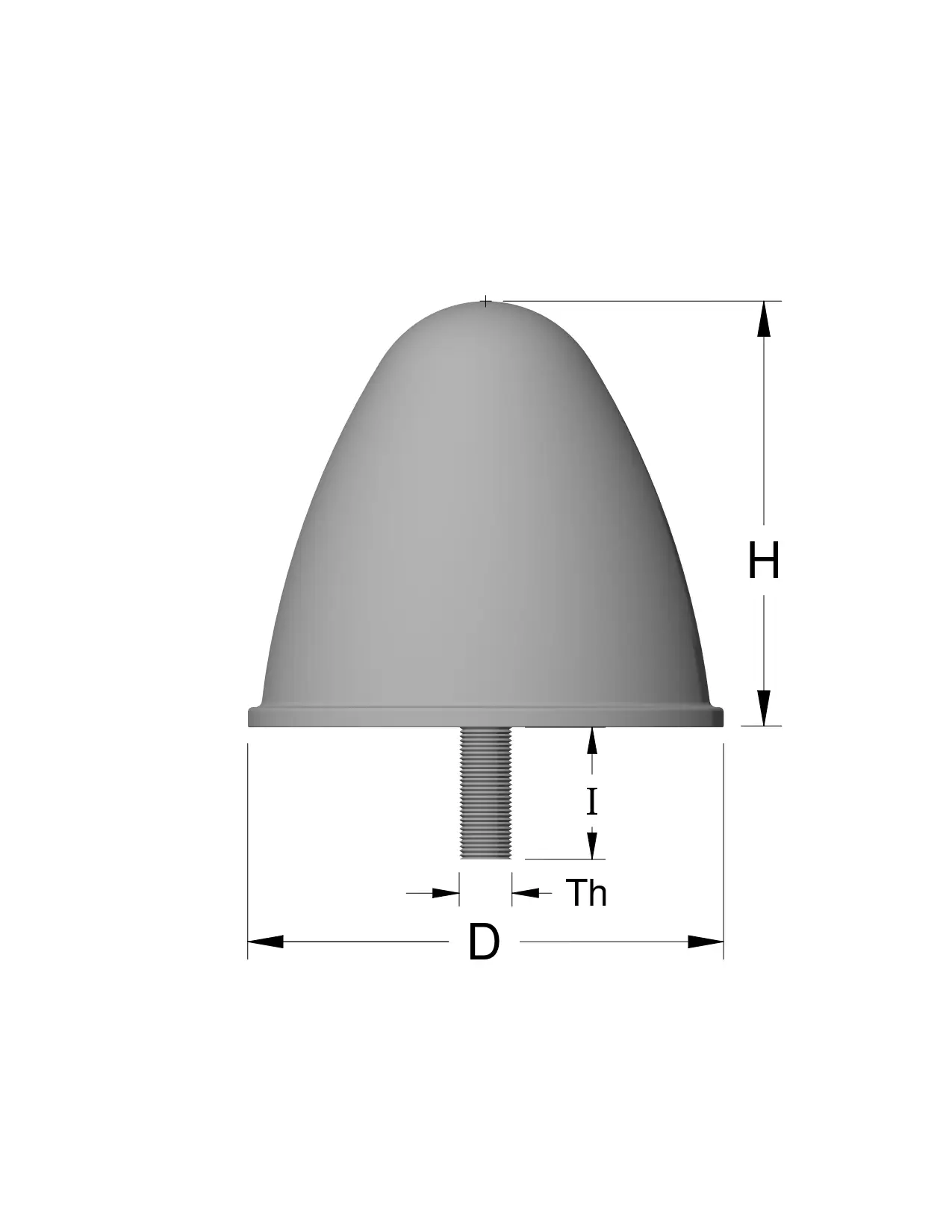 Conical buffer dome mount technical drawing
