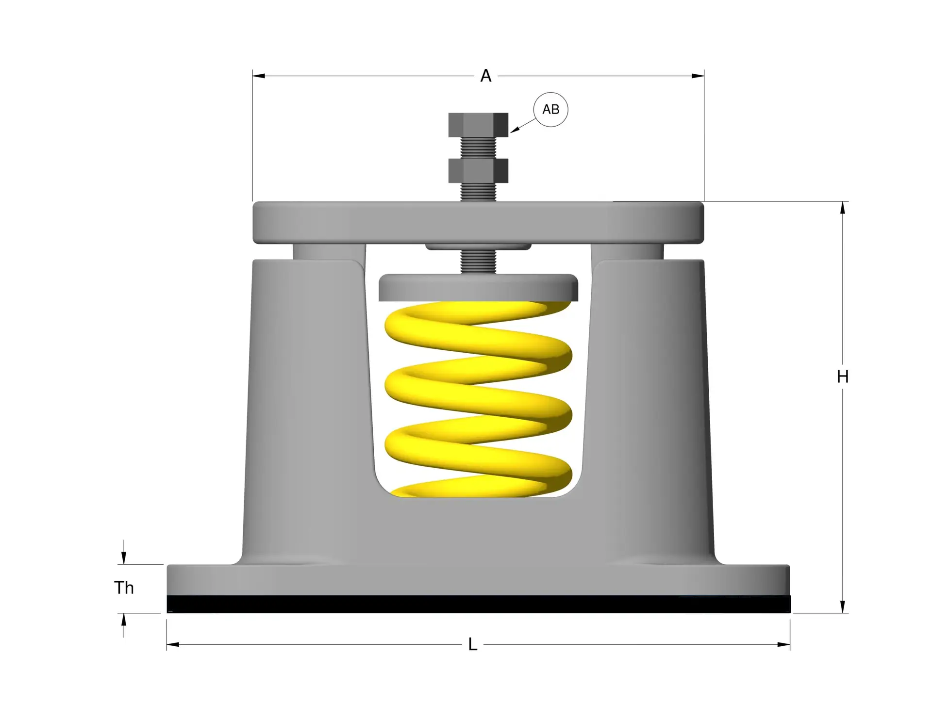 Spring mount SMRC side dimension technical drawing