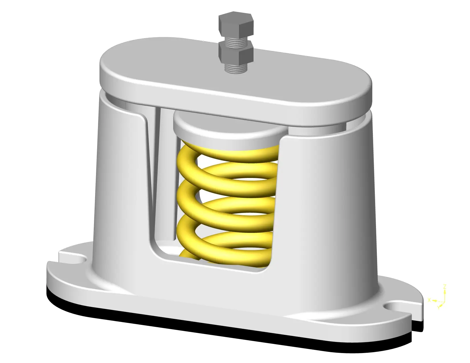 Cast housed spring mount SMRC with yellow spring