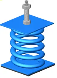 High deflection spring mount with blue coil spring