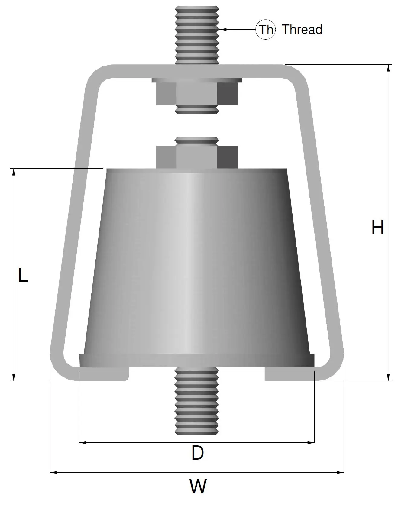 Rubber hanger dimension technical drawing