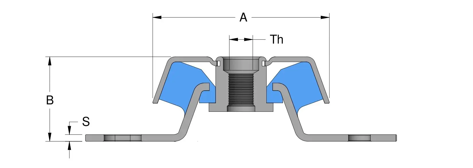 Marine mount side view technical drawing