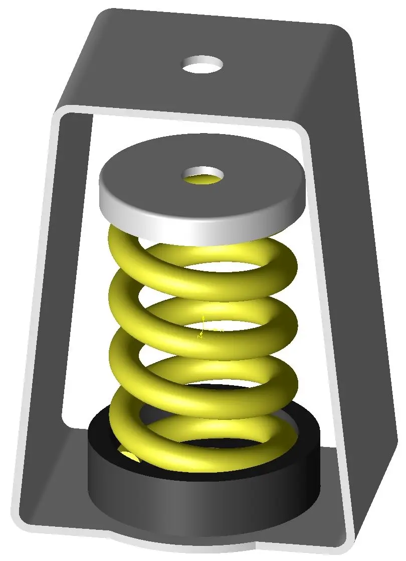 Spring hanger with yellow coil spring